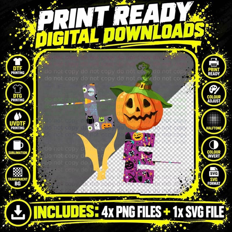 Halloween Pumpkin T-Shirt, Spooky Jack-O-Lantern Design Png SVG Digital Bundle