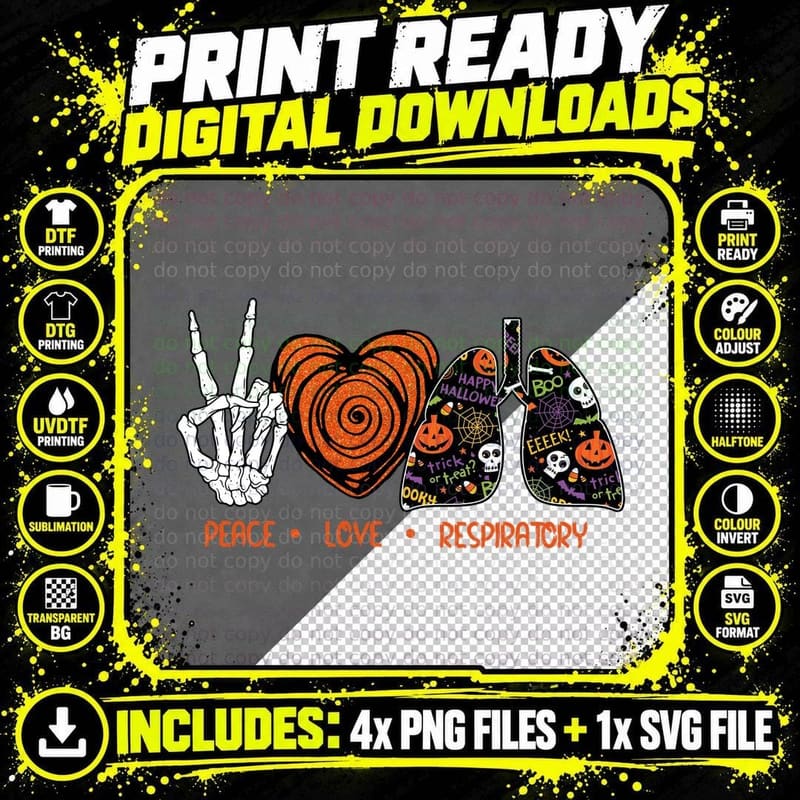 Halloween Respiratory Costume T-Shirt Png SVG Digital Bundle