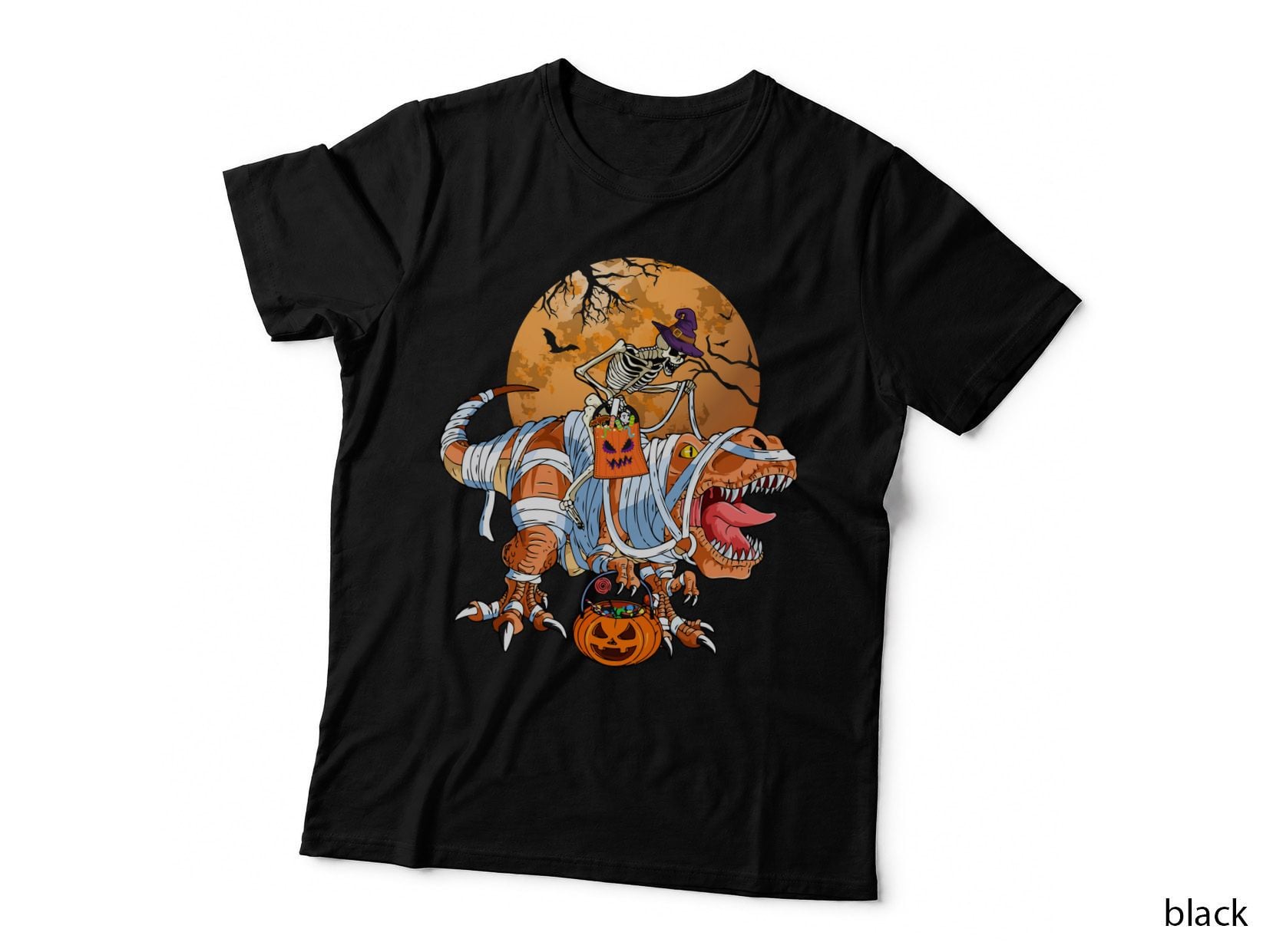 Halloween Skeleton Riding Dinosaur T-Shirt, Spooky Halloween Theme