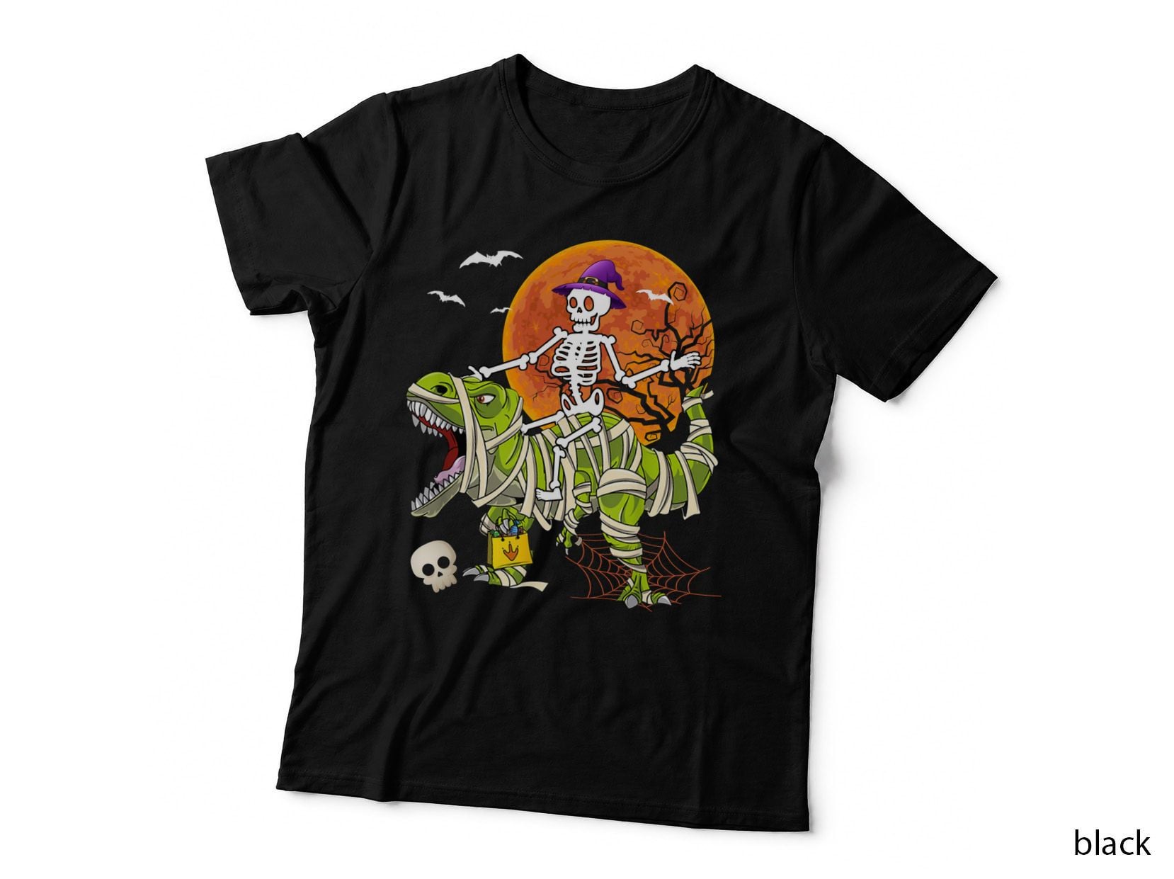 Halloween Skeleton T-Rex T-Shirt, Spooky Dinosaur Costume, Halloween Apparel