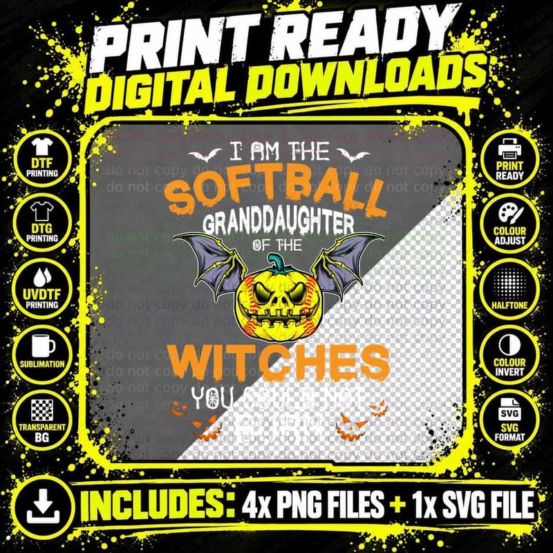 Halloween Softball Witches T-Shirt, Spooky Sports Theme Png SVG Digital Bundle