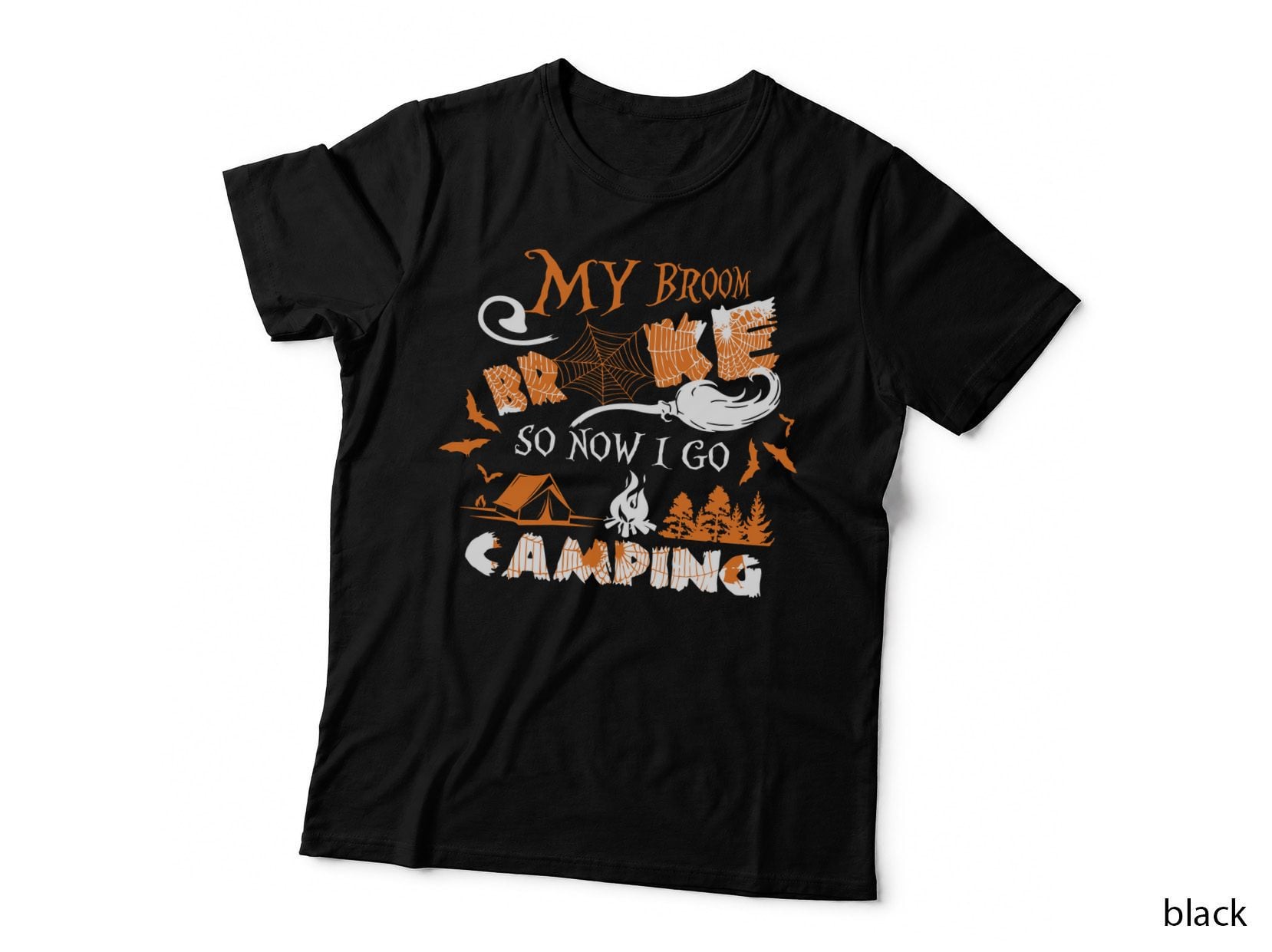 Halloween Spider Web Broom T-Shirt, Spooky Witch Costume