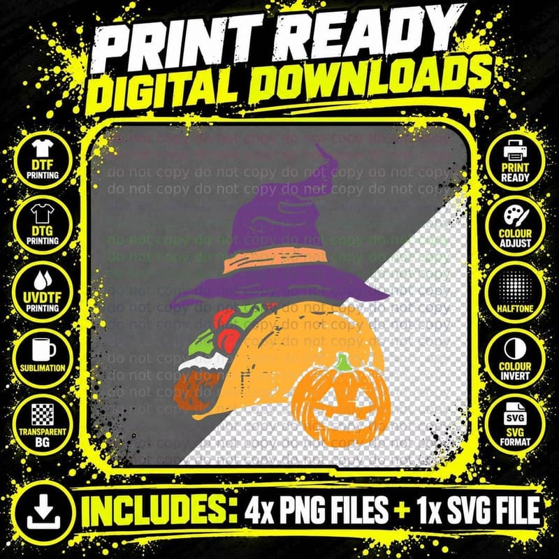 Halloween Taco Funny Mexican Food Costume Men Women Kids Png SVG Digital Bundle