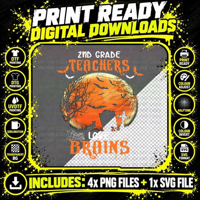 Halloween Teachers Brains T-Shirt, Spooky Halloween Png SVG Digital Bundle