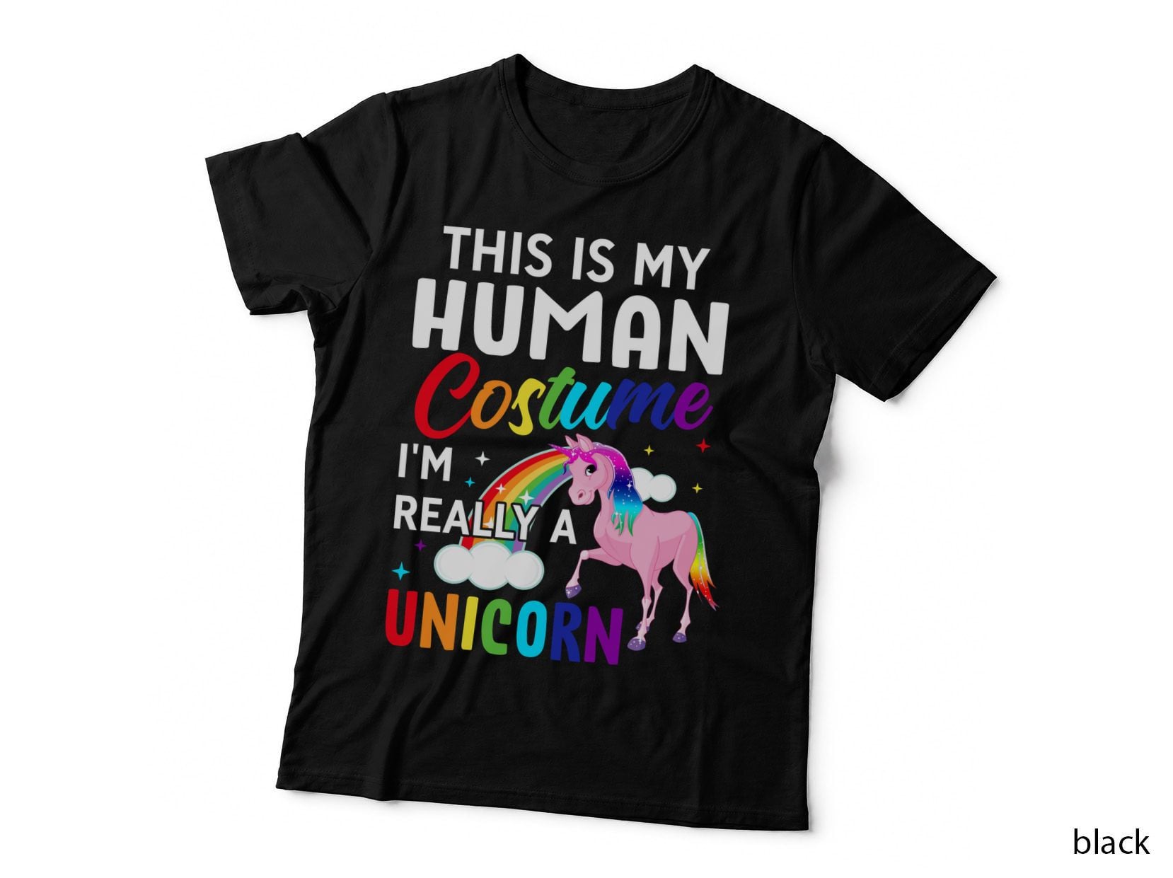 Halloween Unicorn Costume T-Shirt, Rainbow Fantasy, Pet Lover Apparel