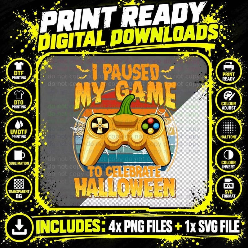 Halloween Video Game Controller T-Shirt, Funny Sarcasm Png SVG Digital Bundle