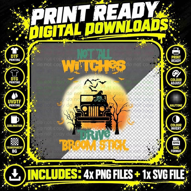 Halloween Witch Jeep T-Shirt, Funny Sarcasm Png SVG Digital Bundle