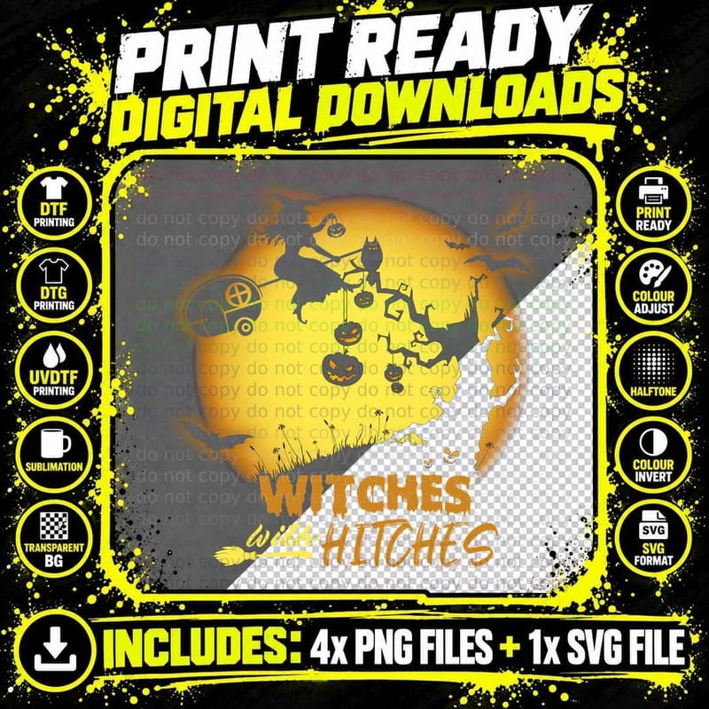 Halloween Witch T-Shirt, Spooky Pumpkin Design Png SVG Digital Bundle