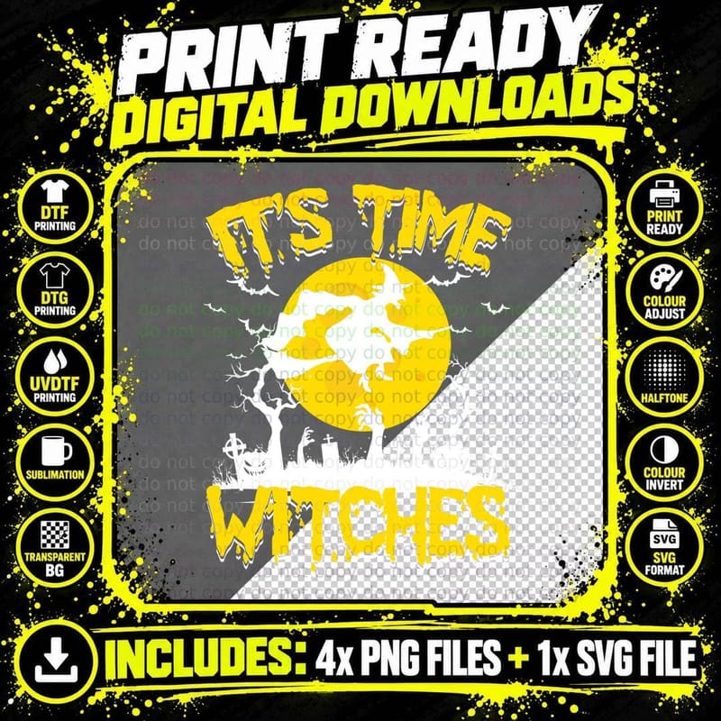 Halloween Witch T-Shirt, Spooky Witch Print Png SVG Digital Bundle