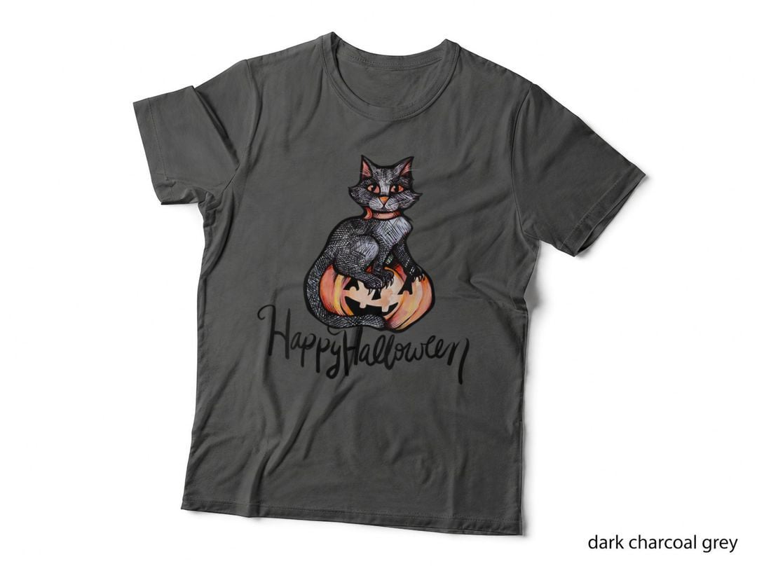 Happy Halloween Black Cat T-Shirt, Halloween Costume