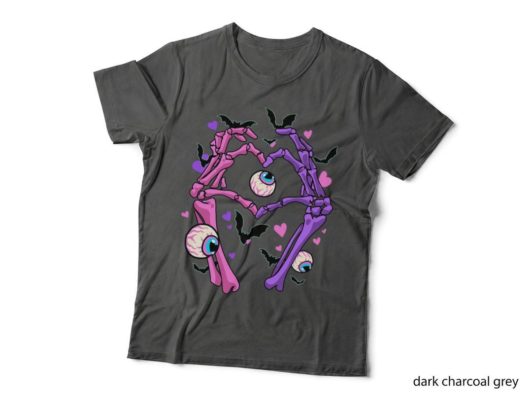 Heart Skeleton Hands Shirt Halloween Pastel Goth Eyeball Bat T-Shirt
