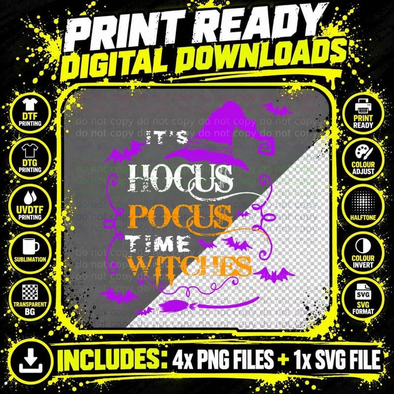 Hocus Pocus Witches T-Shirt, Halloween Theme Png SVG Digital Bundle