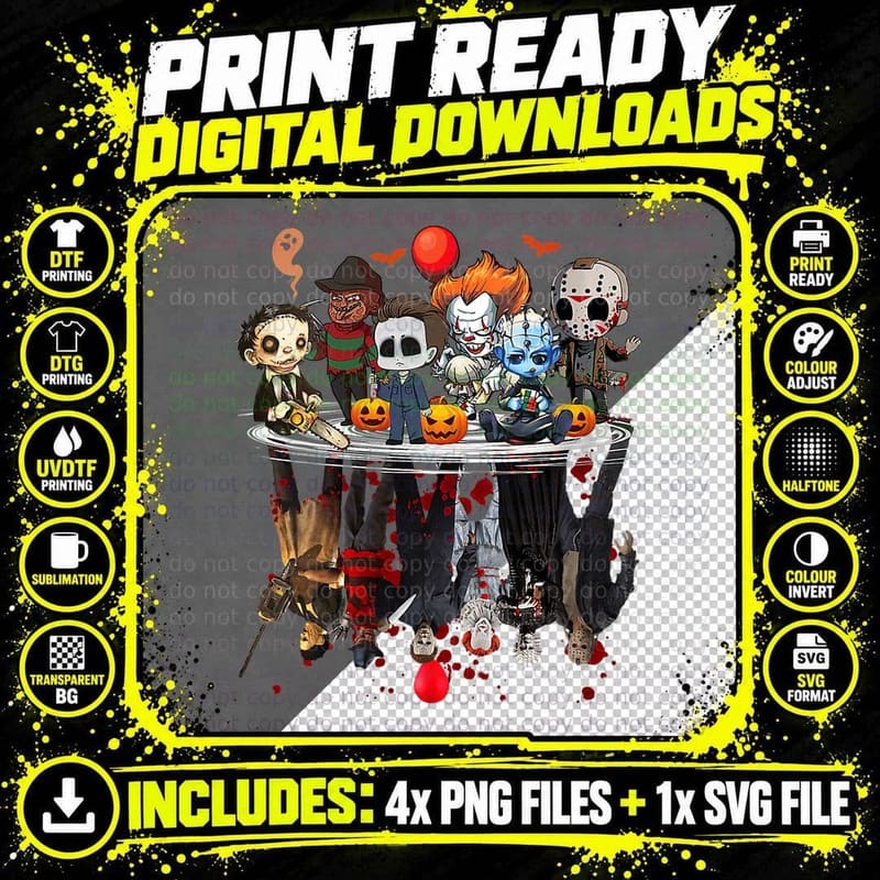 Horror Movies Character Halloween Clos Costume T-Shirt Png SVG Digital Bundle