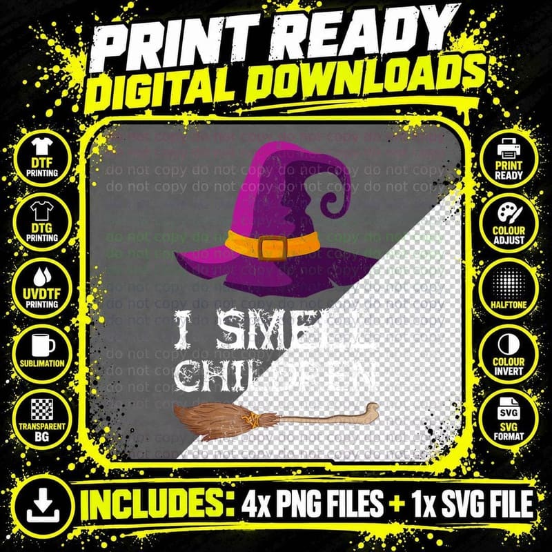 I Smell Children Witch Halloween Costume T-Shirt Png SVG Digital Bundle