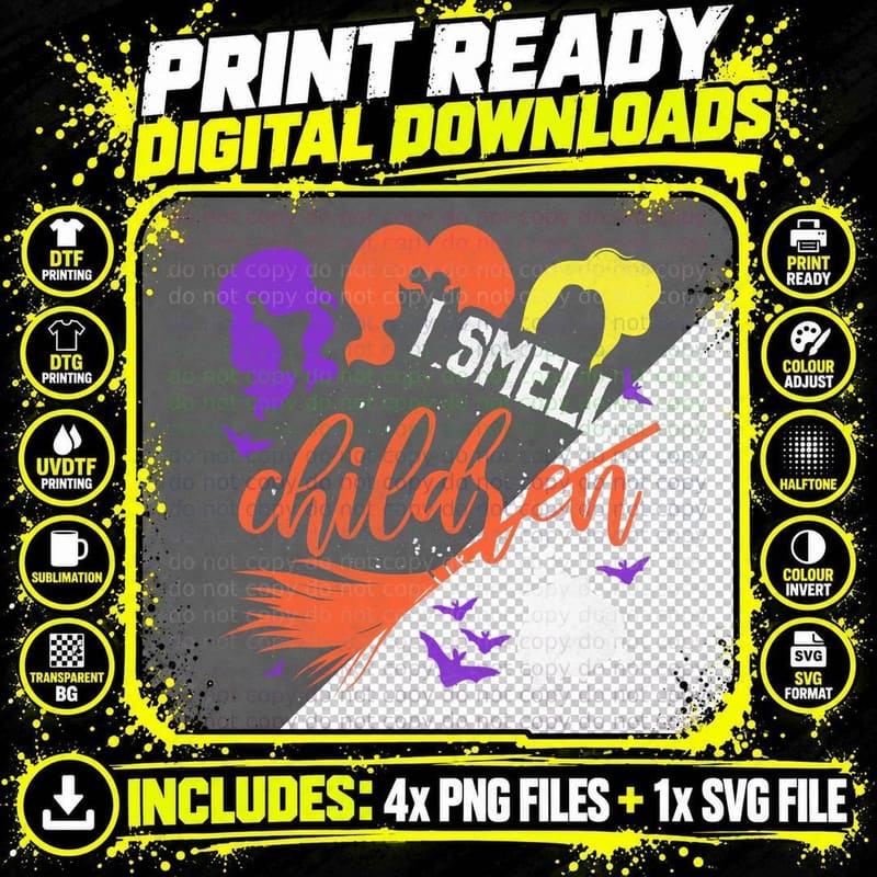 I Smell Children, Halloween Witch T-Shirt Png SVG Digital Bundle