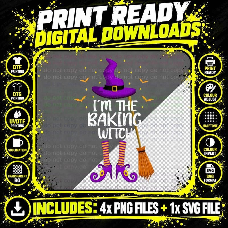 I'm the Baking Witch Funny Baking Halloween T-Shirt Png SVG Digital Bundle