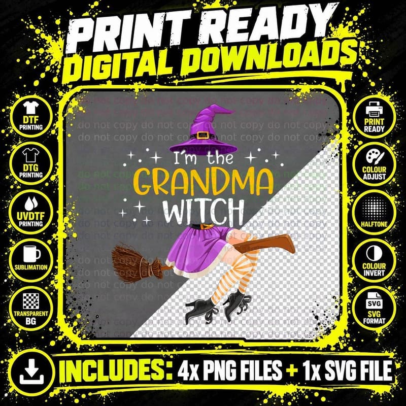 I'm the Grandma Witch Funny Halloween Matching Group Png SVG Digital Bundle