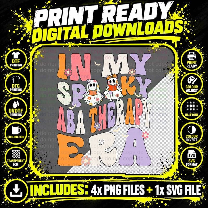 In My Spooky ABA Therapist Era Ghost Groovy Halloween Png SVG Digital Bundle