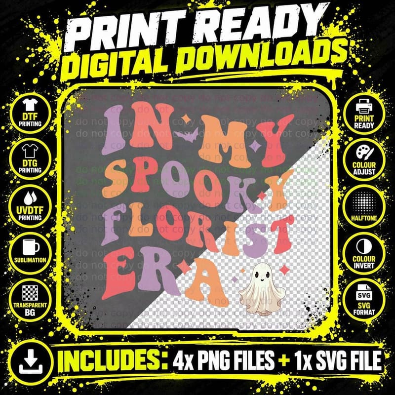 In My Spooky Florist Era Halloween Funny Florist T-Shirt Png SVG Digital Bundle