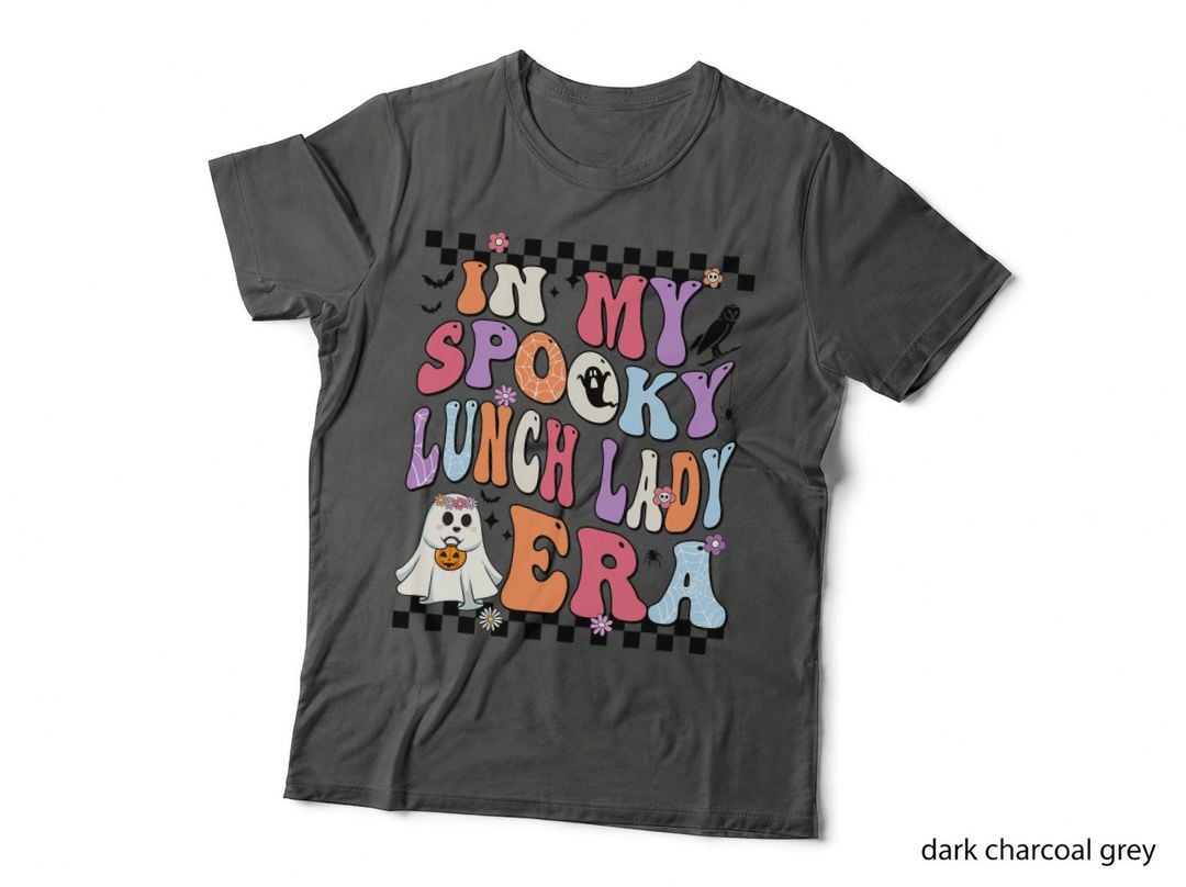 In My Spooky Lunch Lady Era Halloween Ghost Floral Groovy T-Shirt