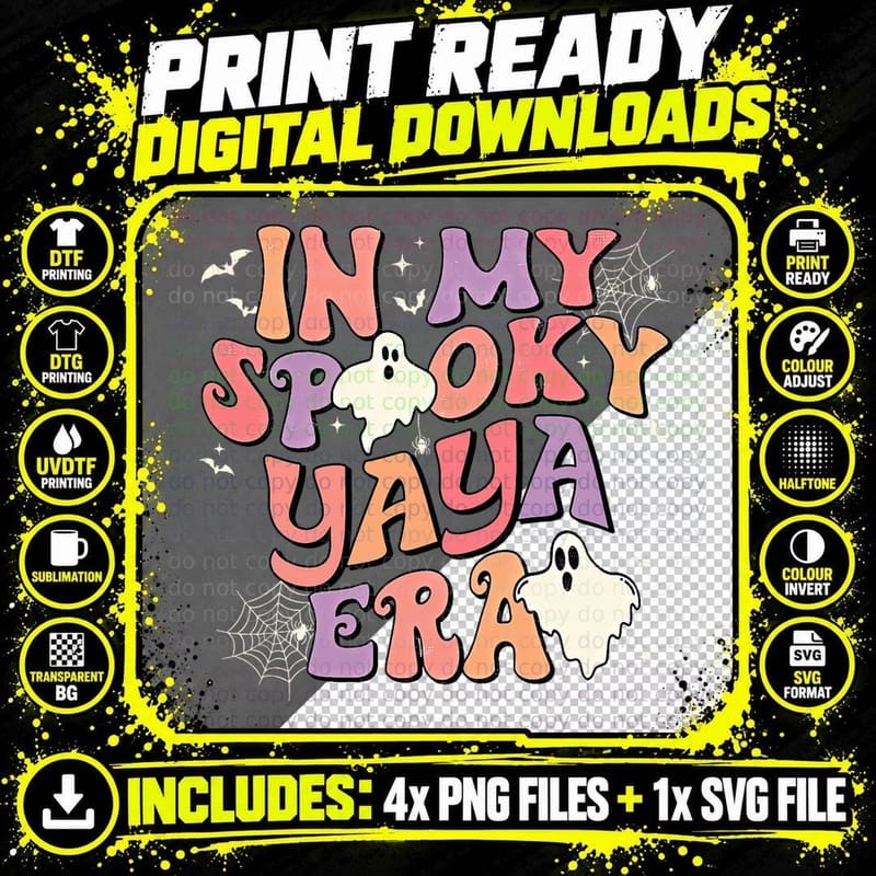 In My Spooky Yaya Era Halloween Ghost Retro Groovy Png SVG Digital Bundle