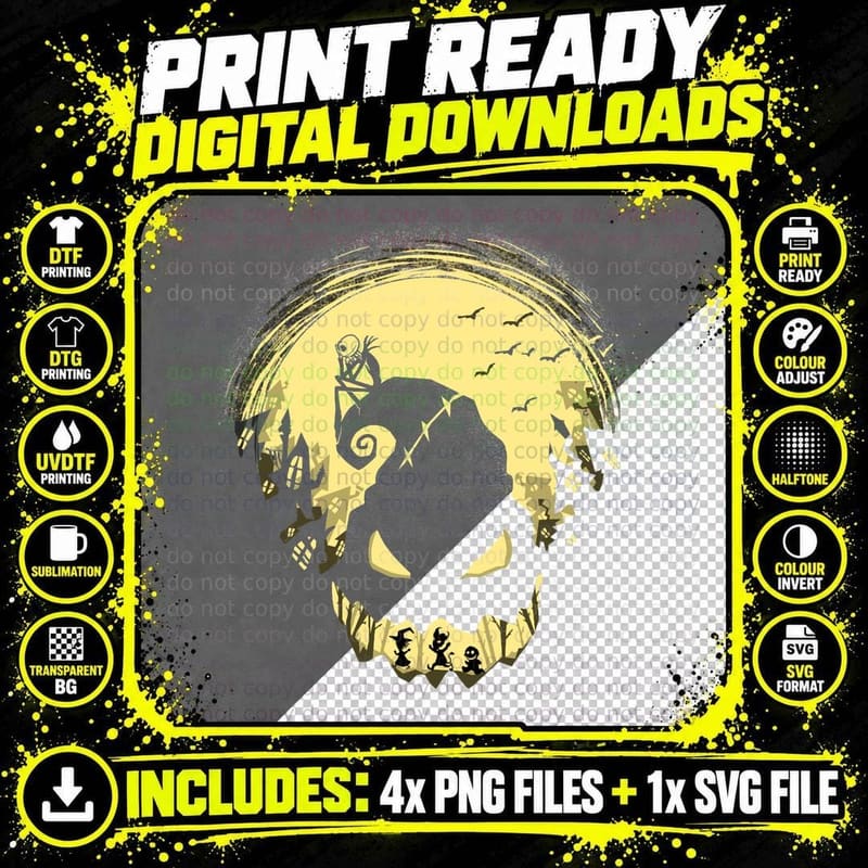 Jack Skellington T-Shirt, Halloween Gothic Style Png SVG Digital Bundle