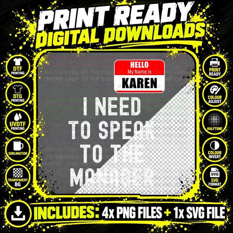 Karen Halloween Costume, Speak to the Manager Png SVG Digital Bundle
