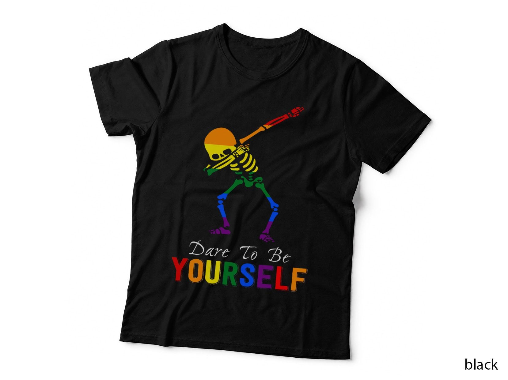 LGBT Pride Dabbing Skeleton T-Shirt, Rainbow Dab, Fun Pride Apparel