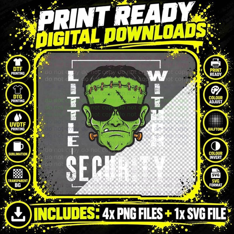 Little Witch Security Horror Zombie Halloween T-Shirt Png SVG Digital Bundle