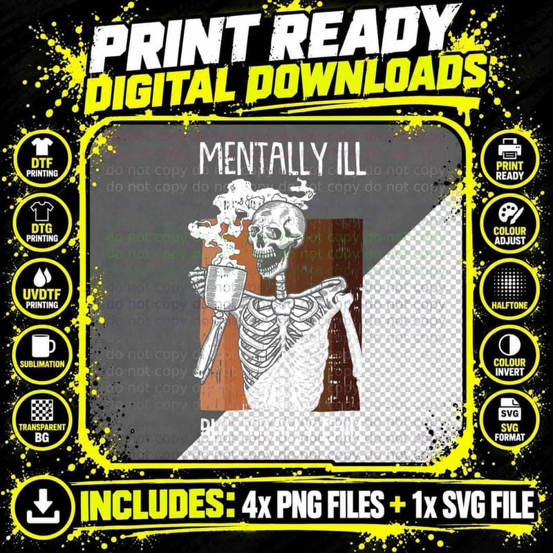 Mentally Ill but Totally Chill Black History BLM Png SVG Digital Bundle