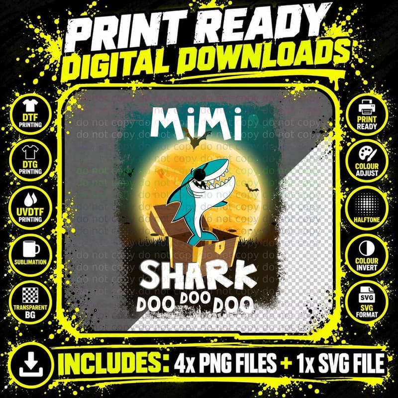 Mimi Shark T-Shirt, Halloween Costume, Kids Apparel Png SVG Digital Bundle