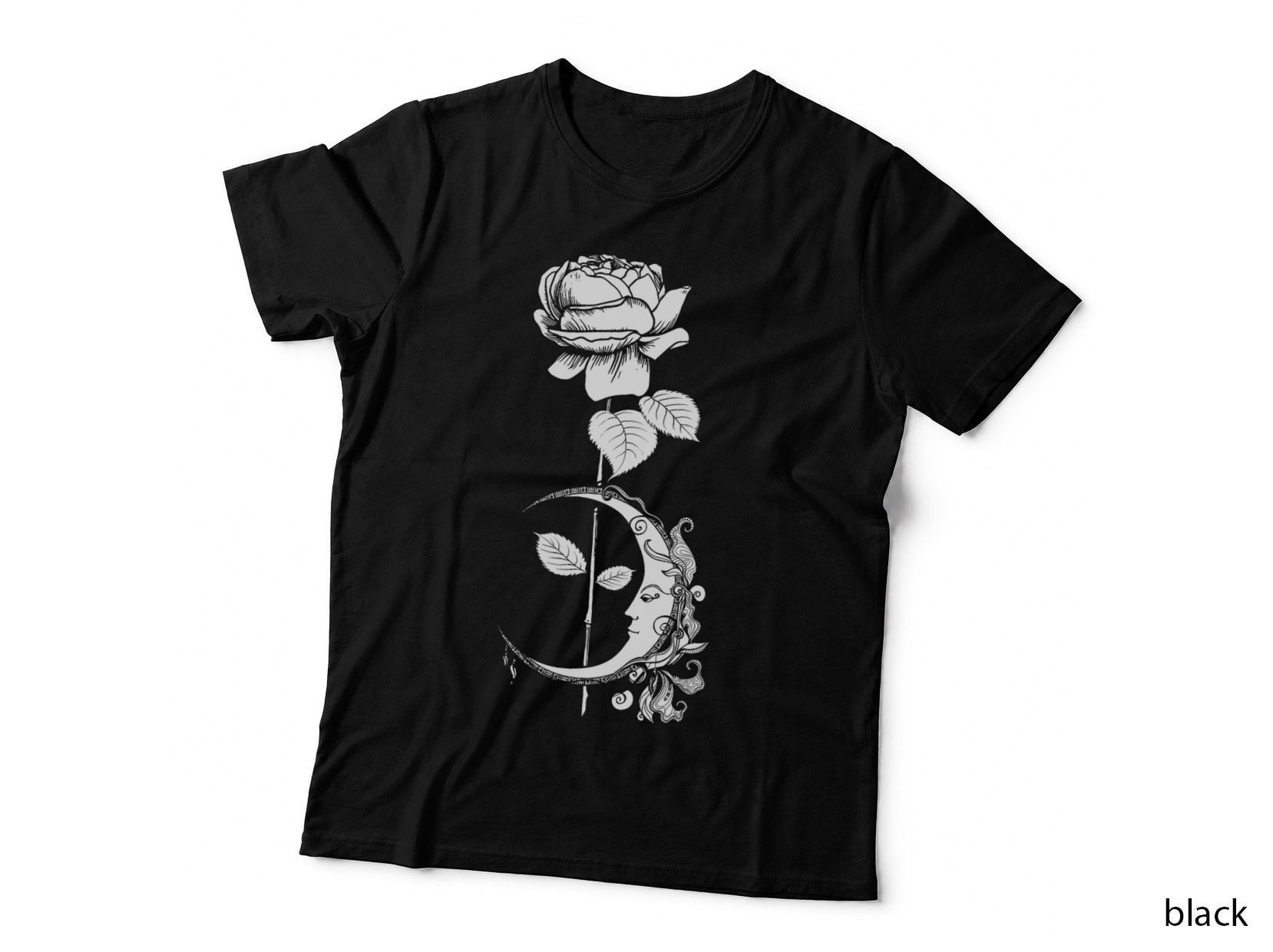 Moon Rose - Gothic Witch Witchcraft Occult Pagan T-Shirt
