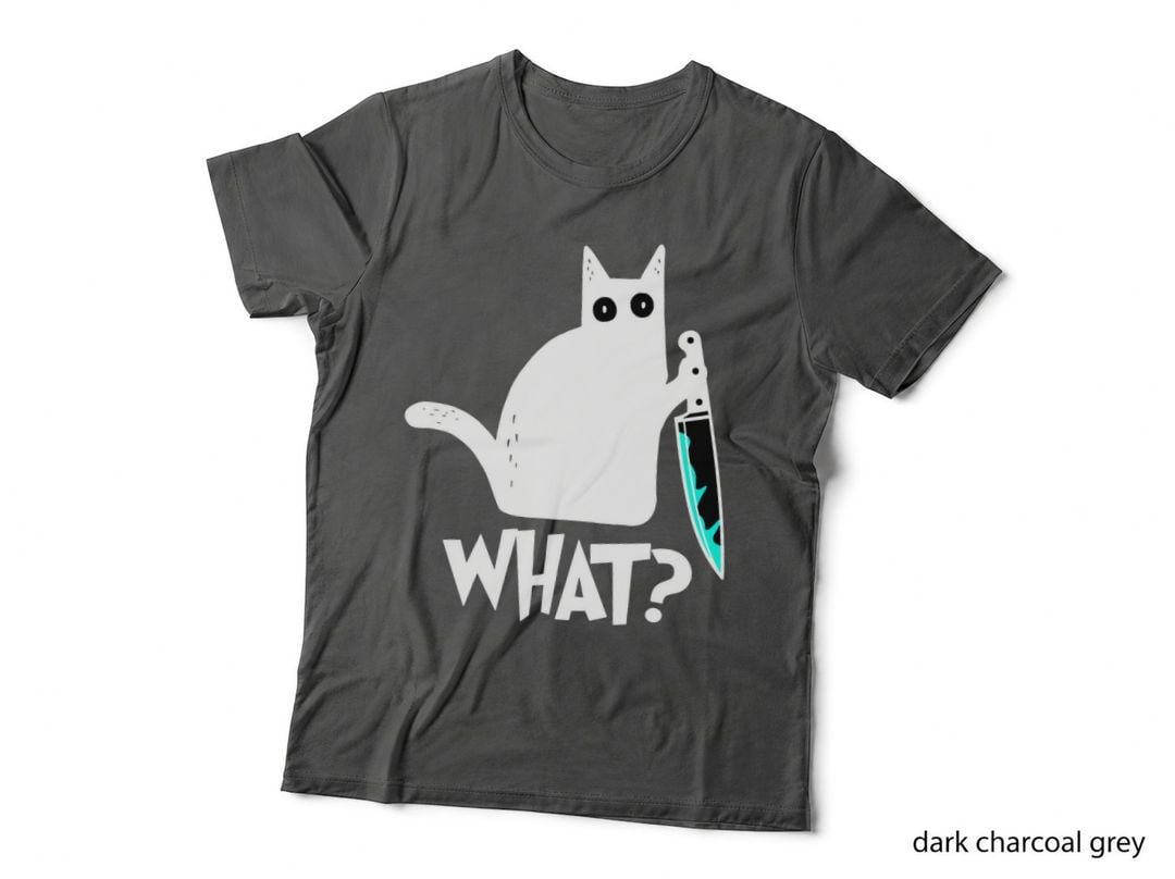 Murderous Cat with Knife T-Shirt, Funny Black Cat, Halloween Horror