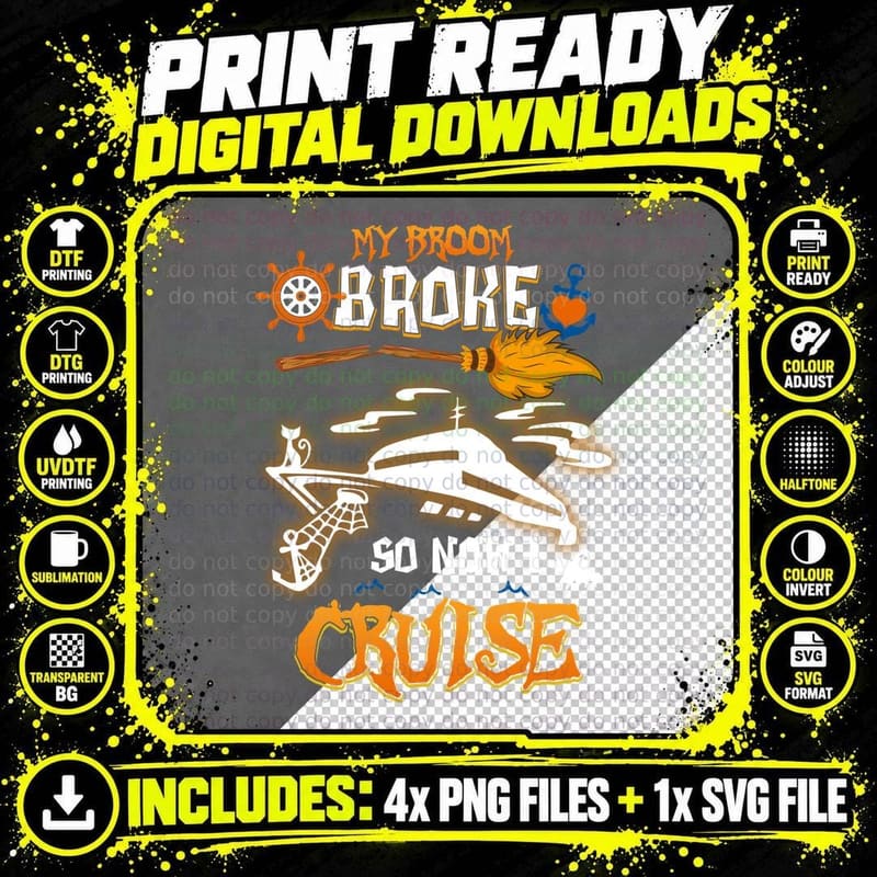 My Broom Cruise T-Shirt, Halloween Theme Png SVG Digital Bundle
