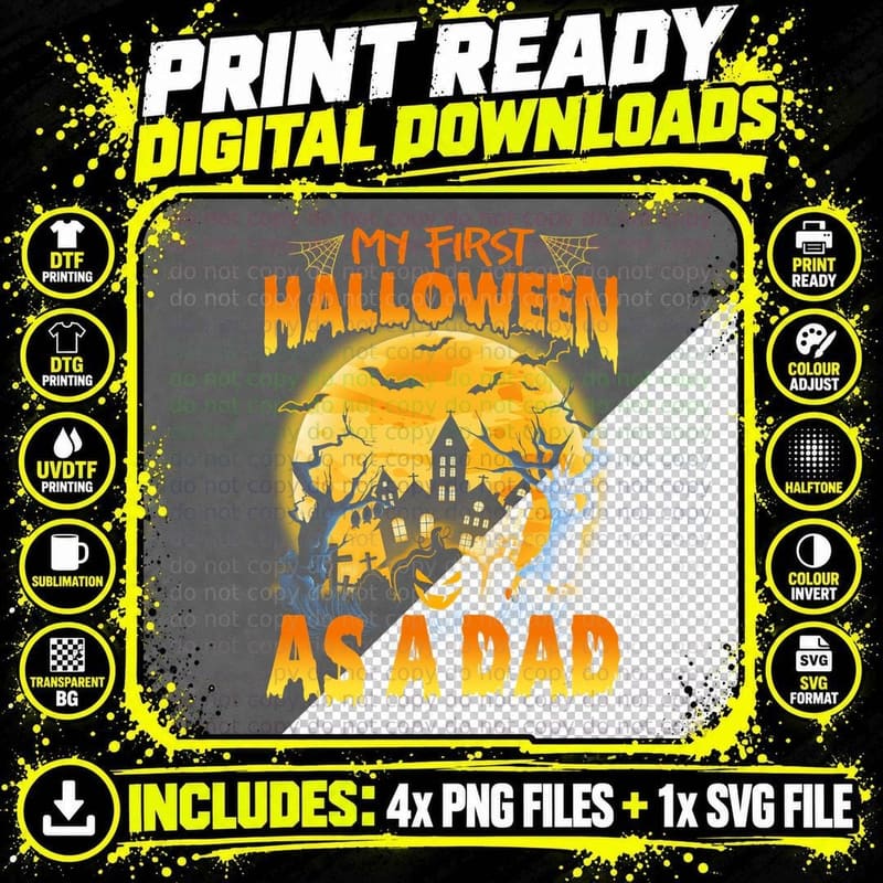 My First Halloween as a Dad T-Shirt, Halloween Theme Png SVG Digital Bundle