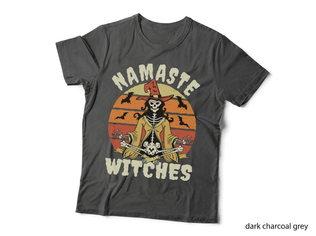 Namaste Witches Meditating Skeleton Yoga Halloween T-Shirt