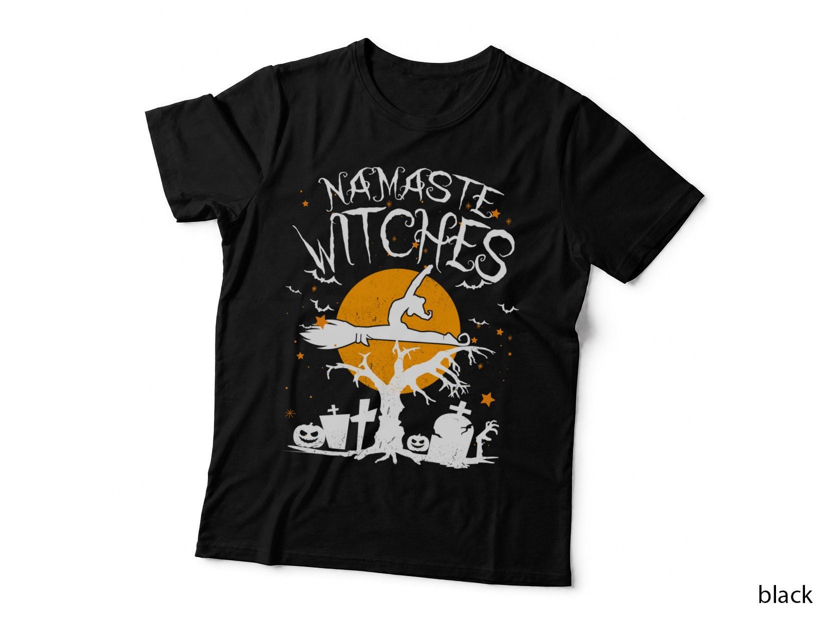 Namaste Witches T-Shirt, Halloween Witch Print, Witchy Halloween Style