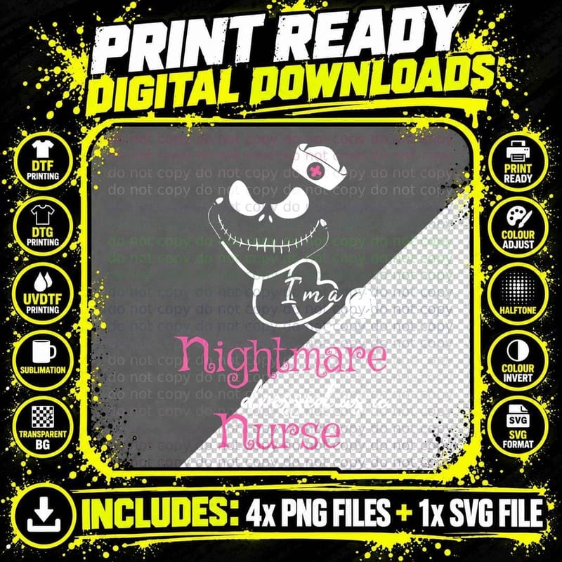 Nightmare Nurse T-Shirt, Halloween Horror Costume Png SVG Digital Bundle