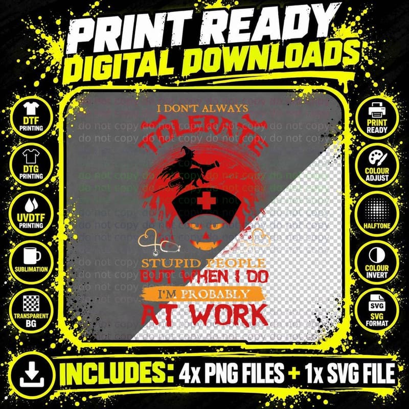 Nurse Probably at Work T-Shirt, Halloween Humor Png SVG Digital Bundle