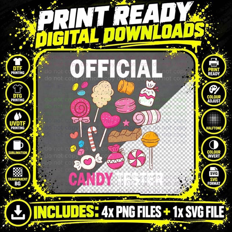 Official Candy Tester Cool Candy Lollipop Halloween Png SVG Digital Bundle