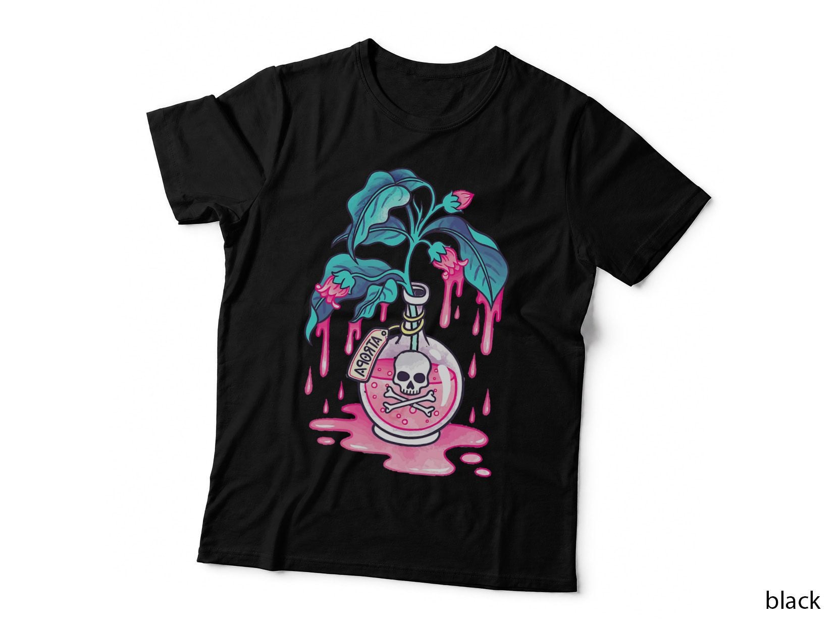 Pastel Goth Kawaii Bottle with Poison Skeleton Alt Art T-Shirt