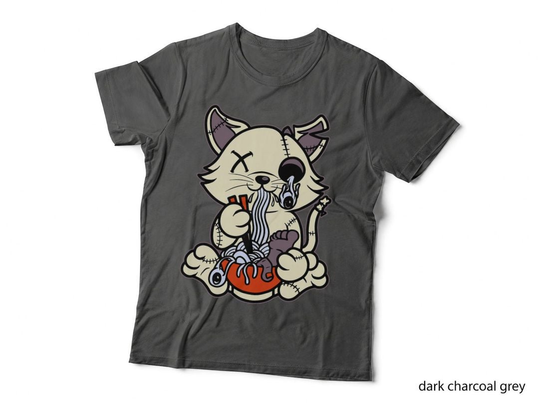 Pastel Goth Kawaii Cat with Ramen Halloween T-Shirt