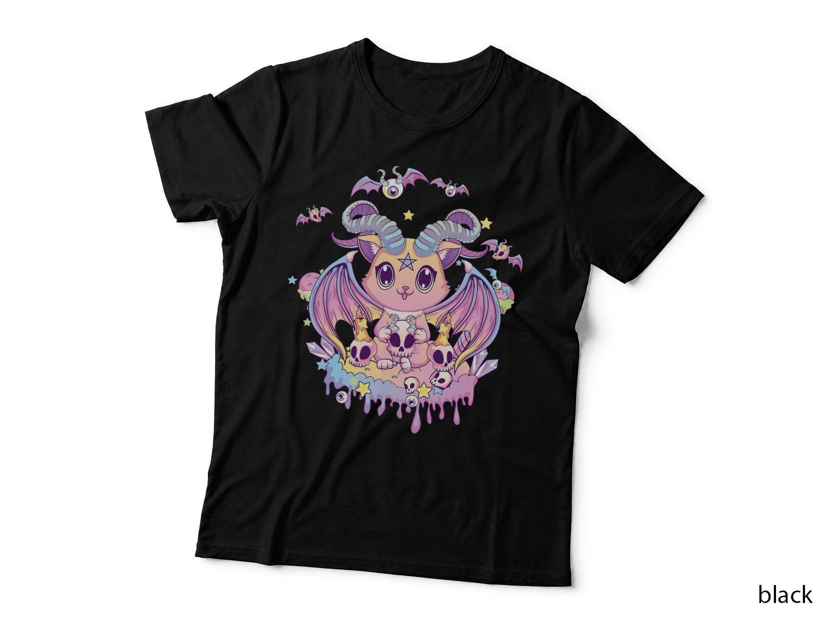 Pastel Goth Krampus Cat T-Shirt, Halloween Creepy Devil Cat
