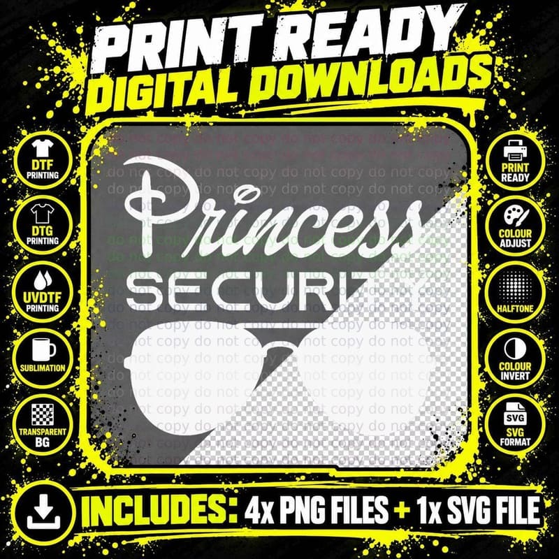 Princess Security Team Big Brother Birthday Halloween Png SVG Digital Bundle