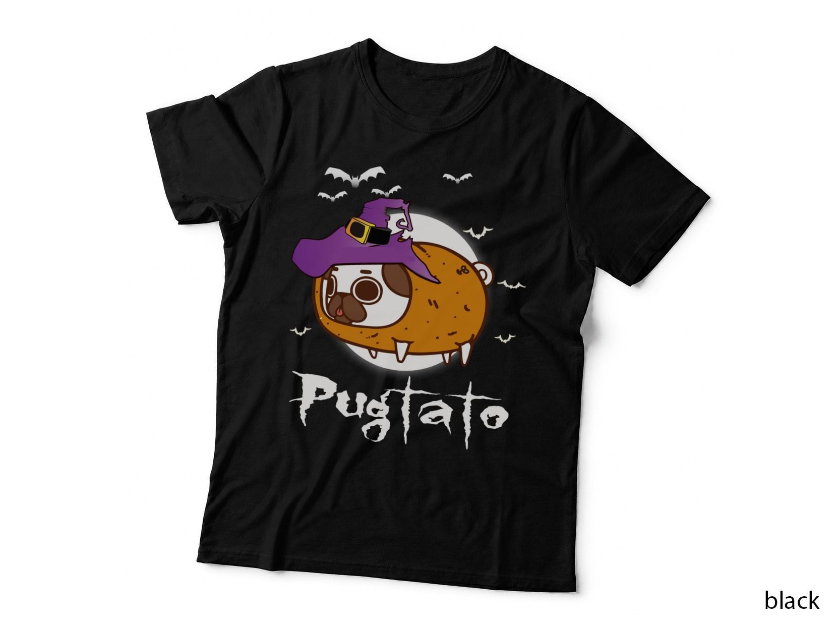 Pugtato Halloween Witch T-Shirt, Spooky Pet Costume Print, Pet Lover Apparel