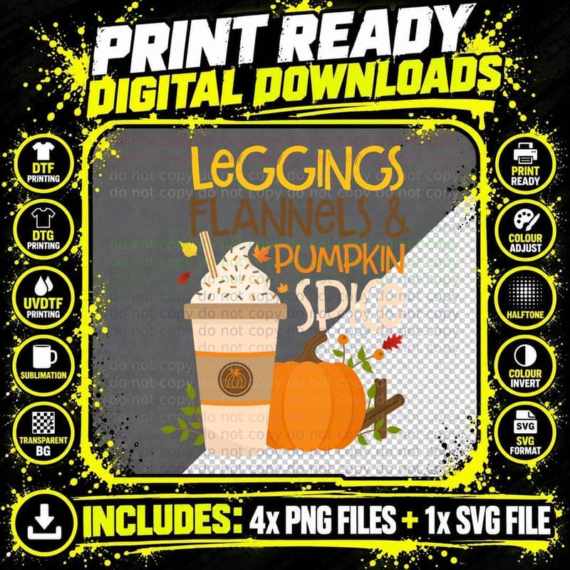 Pumpkin Spice Latte T-Shirt, Fall Fashion Png SVG Digital Bundle