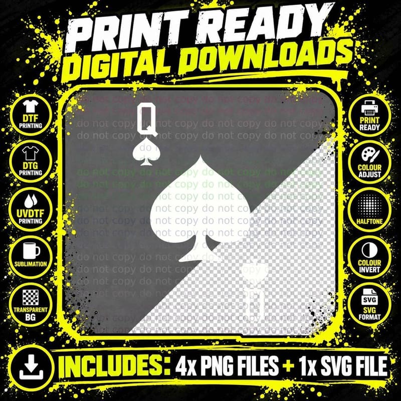 Queen Spades Card Halloween Costume Dark T-Shirt Png SVG Digital Bundle