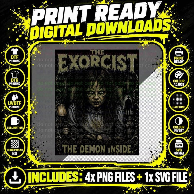 Regan Macneil Exorcist T-Shirt, Vintage 70s Horror Movie Png SVG Digital Bundle
