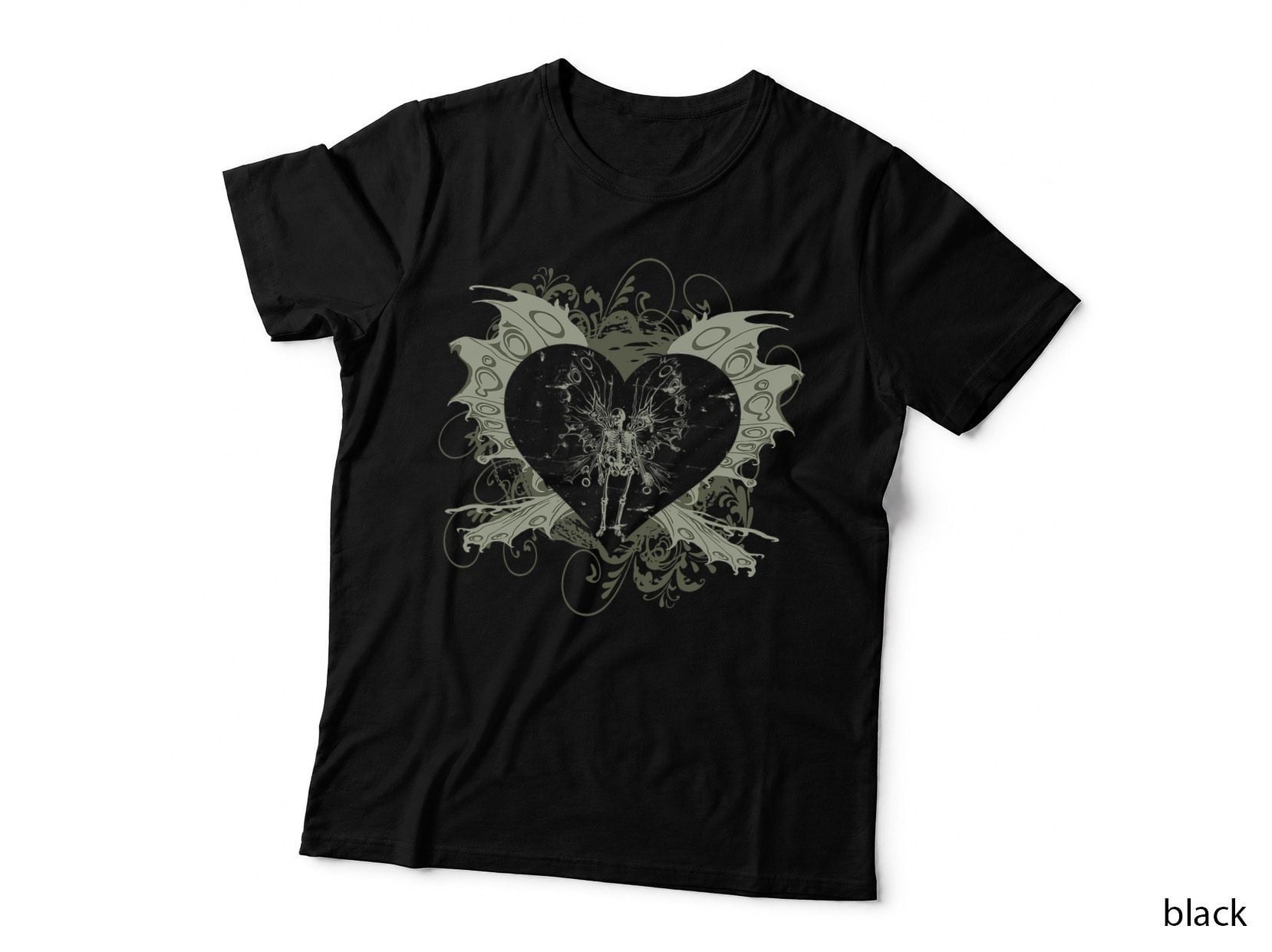 Retro Gothic Fairycore Aesthetic Butterfly Skeleton Fairy T-Shirt