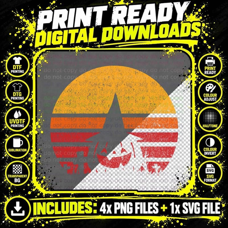 Retro Pumpkin T-Shirt, Halloween Theme Png SVG Digital Bundle